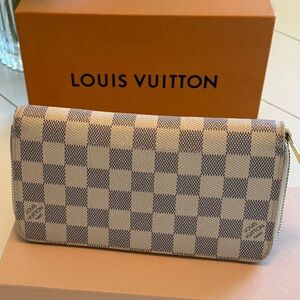 LOUIS VUITTON Zippy Wallet Damier Azur N41660 100% Authentic